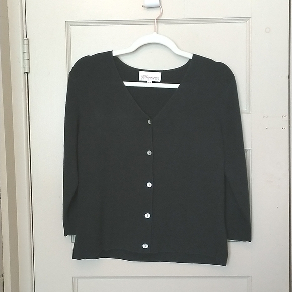 3/$30💜 GUC Vintage Classic Collections Size M Black 3/4 Length Sleeve Cardigan - Picture 1 of 6
